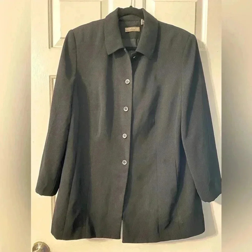 Plus Size Black Pinstripe Blazer Jacket Coat size 16W